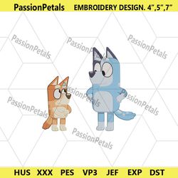 bluey character machine embroidery, bingo bluey embroidery digital file, bluey cartoon embroidery design download