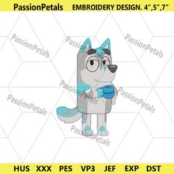 bluey character embroidery file design, bluey cartoon embroidery download file, dog family digital file, cartoon embroid