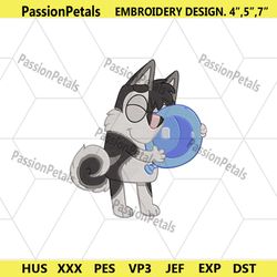 cute zanobi embroidery digital file, bluey family embroidery instant download, zanobi bluey digital instant file