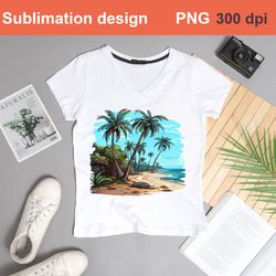 paradise beach sublimation|tropical coast with palm trees