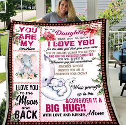 mom to daughter, i love you elephant fleece blanket gift for daughter