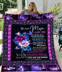 to my mom from daughter blanket, i love you for all the times, gifts for mom, mother's day gifts fleece blanket