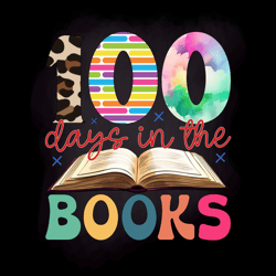 100 days in the books png sublimation design download,school png,back to school png, happy 100 days of school png