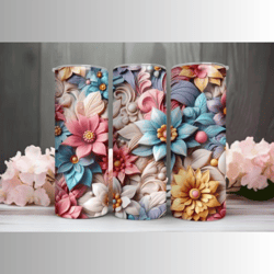 3d tumbler wrap flower floral seamless wrap png sublimation designs downloads - skinny 20oz design