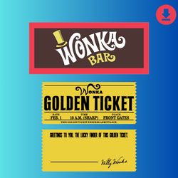 wonka golden ticket svg / cutting file for cricut png / willy wonka chocolate bar png / willy wonka bar logo