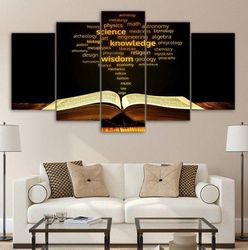 bible typography christian religion 5 pieces canvas wall art, large framed 5 panel canvas wall art