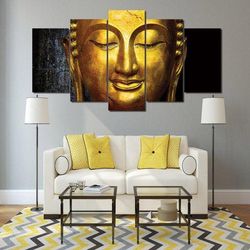 buddha large 3 religion 5 pieces canvas wall art, large framed 5 panel canvas wall art