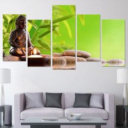 buddha large 4 religion 5 pieces canvas wall art, large framed 5 panel canvas wall art