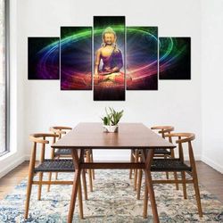 buddha large 5 religion 5 pieces canvas wall art, large framed 5 panel canvas wall art