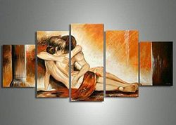 retro beauty sexy lover bedroom abstract 5 pieces canvas wall art, large framed 5 panel canvas wall art