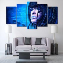 sci girl abstract 5 pieces canvas wall art, large framed 5 panel canvas wall art