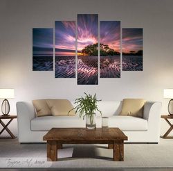 tree abstract tree sunset nature 5 pieces canvas wall art, large framed 5 panel canvas wall art