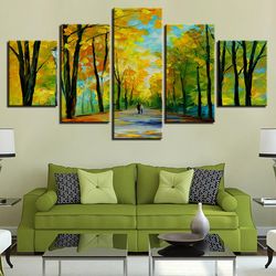walk in the woods abstract 5 pieces canvas wall art, large framed 5 panel canvas wall art
