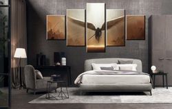 warrior angel michael christian abstract 5 pieces canvas wall art, large framed 5 panel canvas wall art