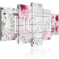 welcome home wood look beachy abstract 5 pieces canvas wall art, large framed 5 panel canvas wall art