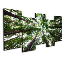 tree forest nature 5 pieces canvas wall art, large framed 5 panel canvas wall art