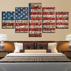 american flag 8 abstract art large framed 5 pieces canvas wall art decor