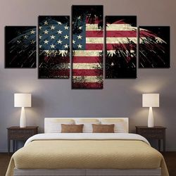 american flag eagle abstract art large framed 5 pieces canvas wall art decor