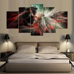 angel and demon love abstract art large framed 5 pieces canvas wall art decor