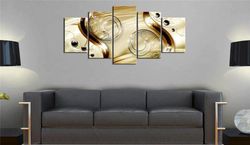 ball and lines abstract art large framed 5 pieces canvas wall art decor