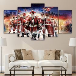 characters in santa claus suit abstract art large framed 5 pieces canvas wall art decor