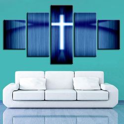 christian cross 1 religion art large framed 5 pieces canvas wall art decor