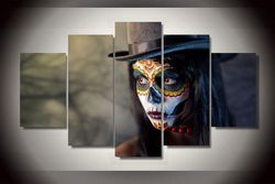 day of the dead face makeup hat festival art large framed 5 pieces canvas wall art decor