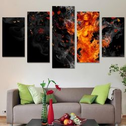 flame girl buring nude abstract art large framed 5 pieces canvas wall art decor