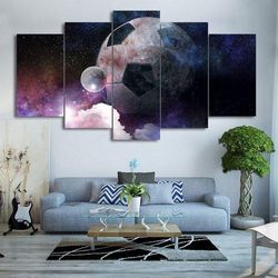 football earth canvas home decor soccer ball abstract art large framed 5 pieces canvas wall art decor