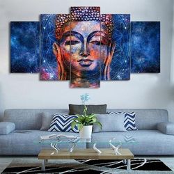 galaxy buddha religion art large framed 5 pieces canvas wall art decor