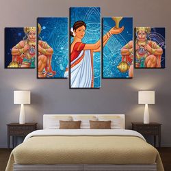 hindu character 1 religion art large framed 5 pieces canvas wall art decor