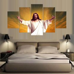 jesus christ christian religion art large framed 5 pieces canvas wall art decor