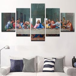 last supper christianity art large framed 5 pieces canvas wall art decor