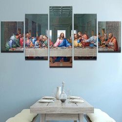 last supper landscape abstract art large framed 5 pieces canvas wall art decor