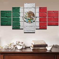 mexican flag brick pattern abstract art large framed 5 pieces canvas wall art decor