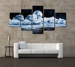 moon abstract art large framed 5 pieces canvas wall art decor