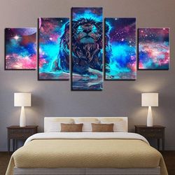 nebula lion galaxy lion constellation abstract art large framed 5 pieces canvas wall art decor