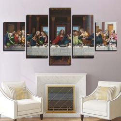 the last supper christianity art large framed 5 pieces canvas wall art decor
