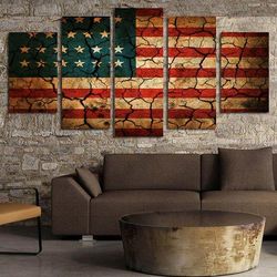 usa flag vintage american flag 1 abstract art large framed 5 pieces canvas wall art decor