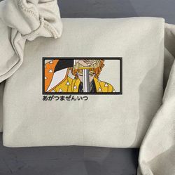 zenitsu embroidered crewneck, demon slayer embroidered sweatshirt, inspired embroidered manga anime hoodie 2