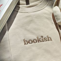 bookish embroidered sweatshirt, embroidered sweatshirt, trendy sweatshirt, reading sweatshirt