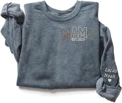 godlover customized embroidered mama est 2023 sweatshirt, mom life sweatshirt, mom shirts for women