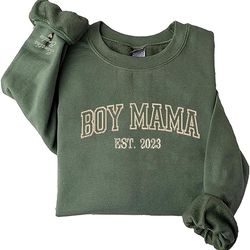 godlover personalized embroidered boy mama sweatshirt, personalized embroidered kid's name on sleeve sweatshirt