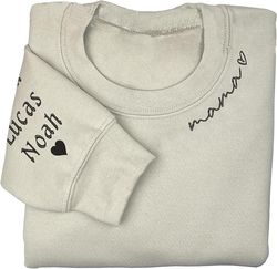 godlover personalized embroidered mama sweatshirts for women, mom sweatshirt with kids names