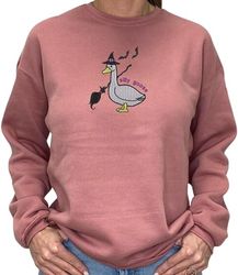 goose embroidered sweatshirt, meme shirt, unisex sweatshirt, funny clothing gifts, goose bumps shirt