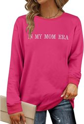 in my mom era sweatshirts, mama embroidered sweatshirt, letter print long sleeve pullovers tops 1