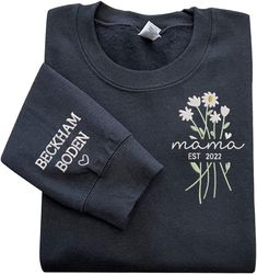 personalized grandma sweatshirt, flower grandma sweatshirts for women, embroidered sweatshirts, grandma gifts