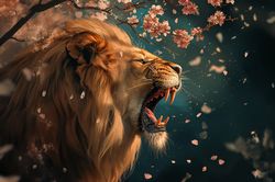 roaring lion digital painting