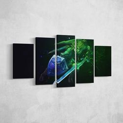 3d link gaming 5 pieces canvas wall art, large framed 5 panel canvas wall art