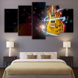 abstract cool guitar music 5 pieces canvas wall art, large framed 5 panel canvas wall art